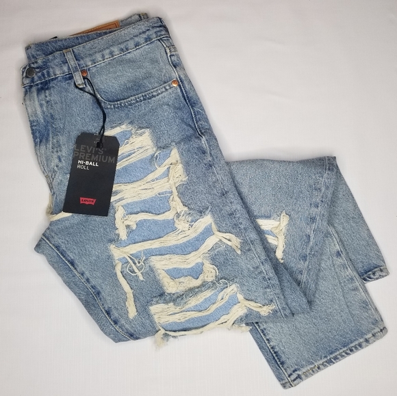 NWT Levi's Men's Premium Hi-Ball Roll Distressed Ripped Jeans - Picture 4 of 16